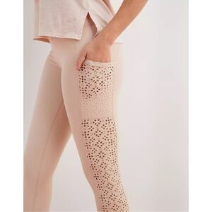Aerie Light Pink Laser-Cut Leggings Women XSMALL